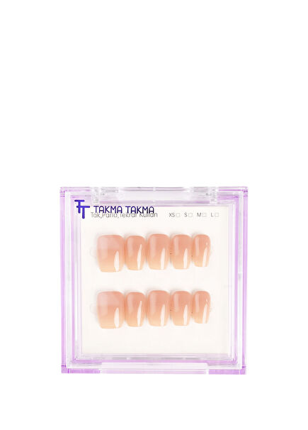 Tan Short Ballerina 10 Pcs Prosthetic False Nail KKBL1771