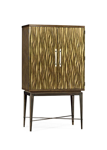 Textured Altın Rengi Ahşap Büfe