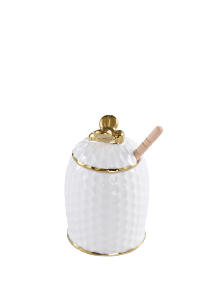 Lidded Porcelain Honey Pot