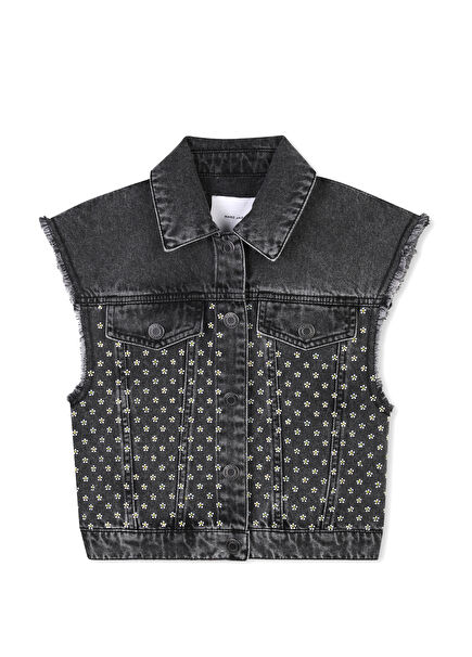 Black Micro Stones Girls Vest