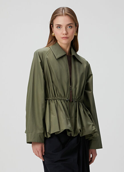 Haki Deri Yağmurluk