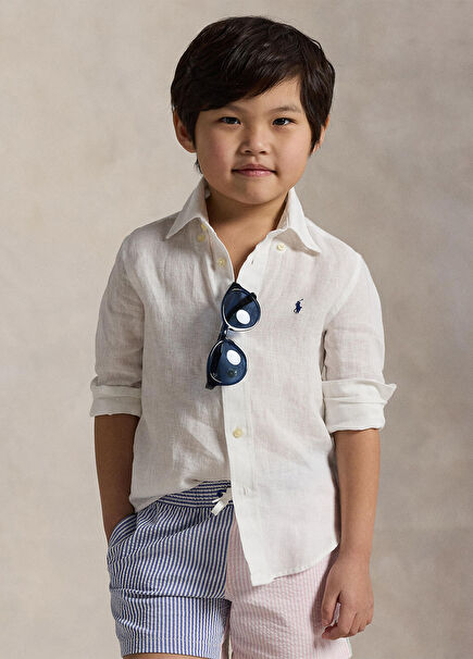 White Kids Linen Shirt