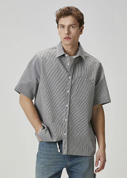 Valet Black White Gingham Patterned Shirt
