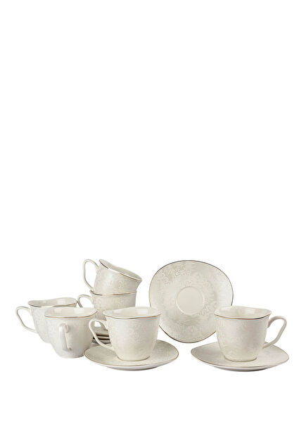 Pearl Mist Stone Color Porcelain Coffee Cup Set for 6 People
