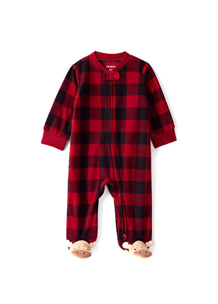 Red Unisex Baby Fleece Jumpsuit