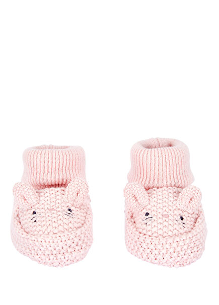 Pembe Tavşan Figürlü Pamuklu Kız Bebek Patik