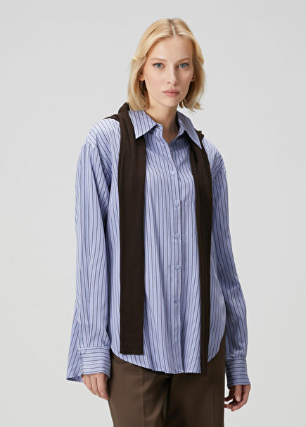 Coffee Blue Striped Shirt