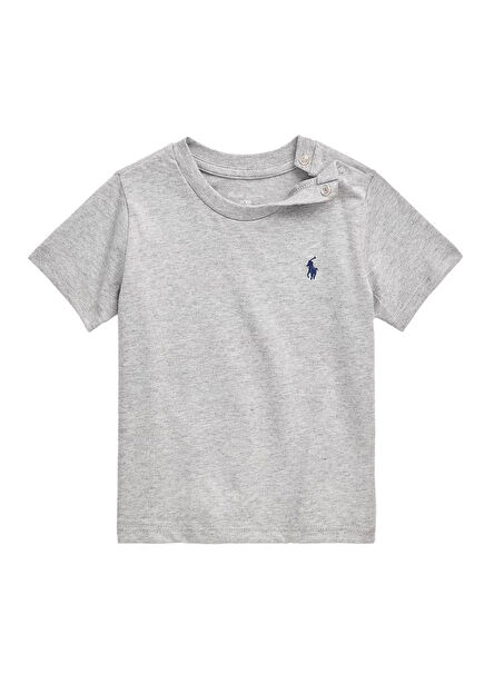 Grey Logo Embroidered Unisex Baby T-Shirt