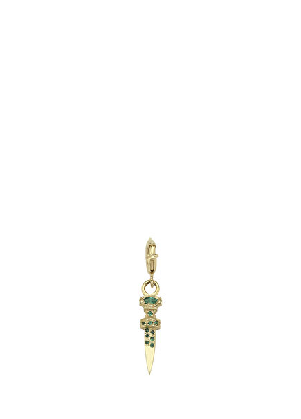 Gold Charm with Green Stone