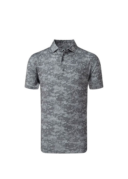 Bulut Kamuflajı Lisle Gri Polo Yaka Kısa Kollu Erkek Golf T-Shirt