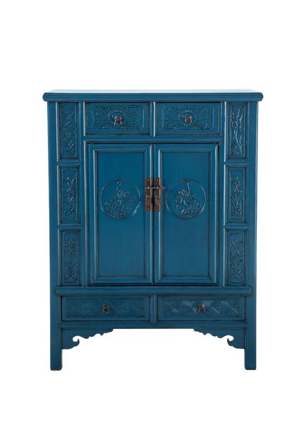Xiang Cobalt Blue Elm Bar Cabinet