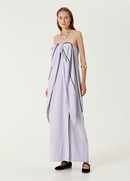 Gelato Purple Strapless Bow Detailed Maxi Dress