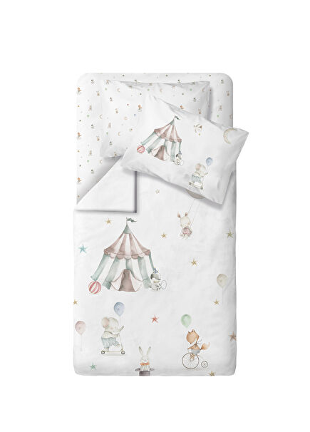 Circus 100% Organic Cotton Satin Baby Kids Duvet Cover Set 100 x 150 cm