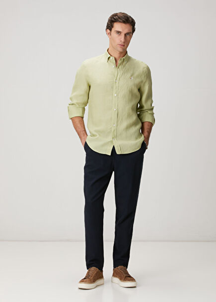 Navy Blue Waist Corded Lyocell Sports Trousers