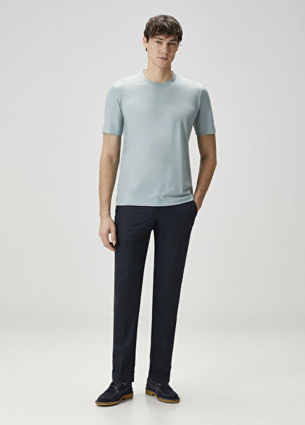 Manu Lacivert Yün Pantolon