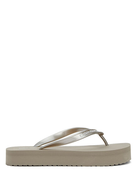 Grey Women's Platform Beach Slippers