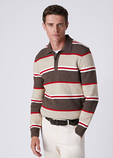 Mink Polo Colorblocked Wool Sweater
