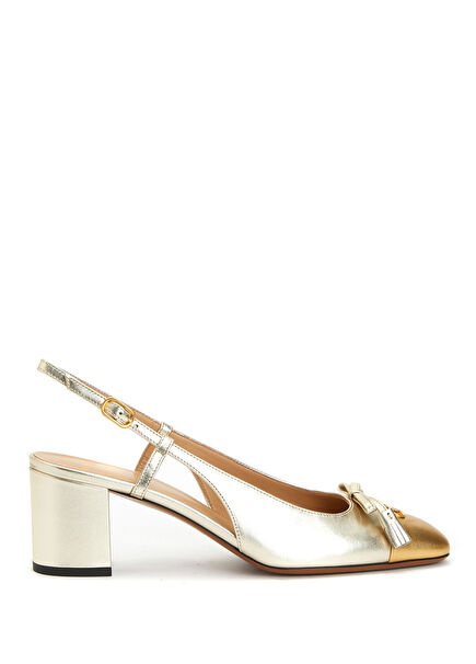 Sling Silver Gold Leather Pump