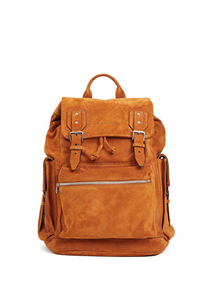 Orange Men's Suede Backpack