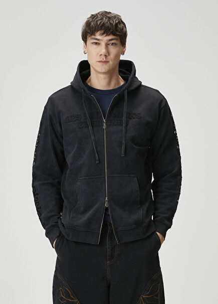 Siyah Kapüşonlu Sweatshirt