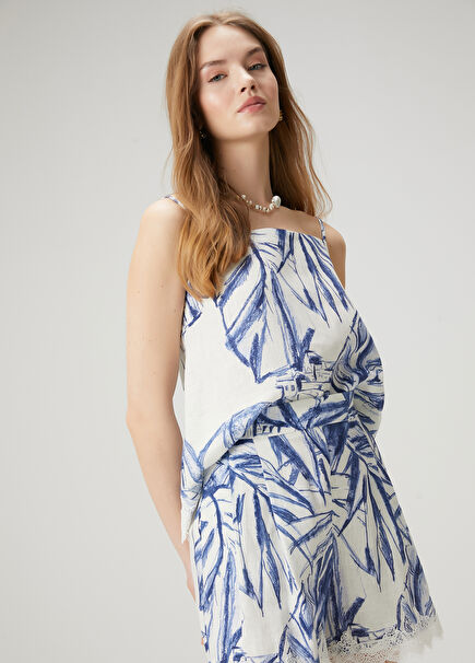 Santorini Printed Linen Blouse