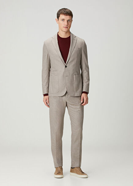 Bej Beli Kordonlu Kaşmir Pantolon