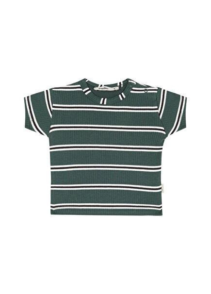 Galaksi Yeşil Çizgili Kısa Kollu Erkek Bebek T-shirt