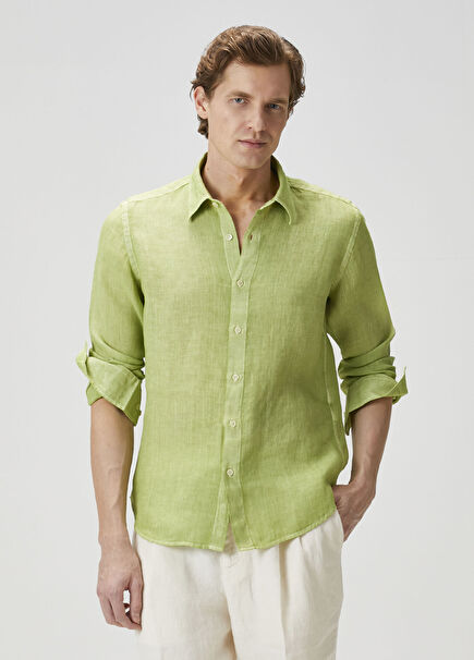 Yeşil Keten Gömlek
