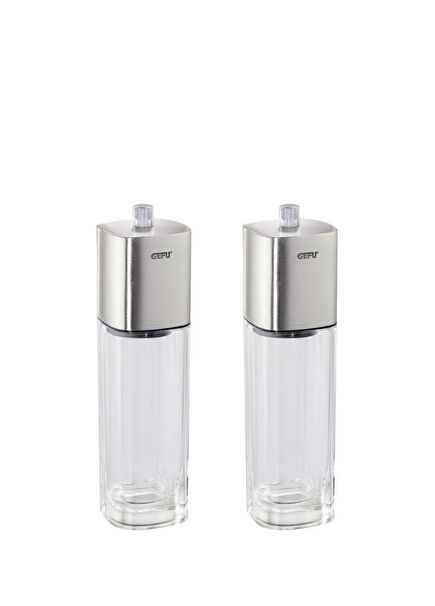 Dueto Krom Cam Çelik 2'li Tuz ve Baharat Değirmeni Seti