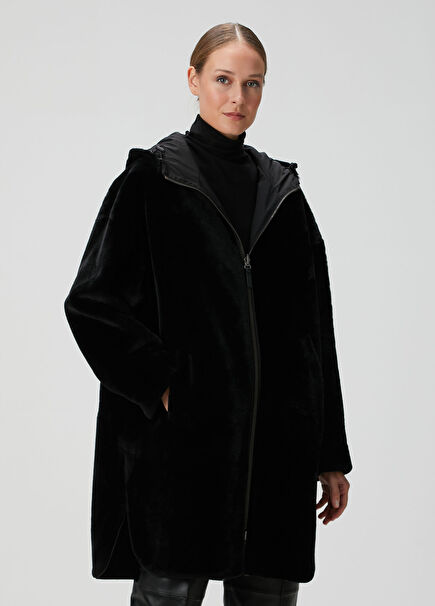 Black Hooded Reversible Parka