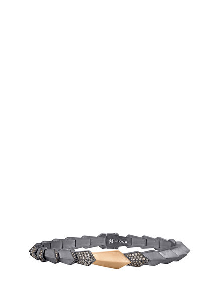 Guard of Men Men's Silver Bracelet with Brown Diamonds