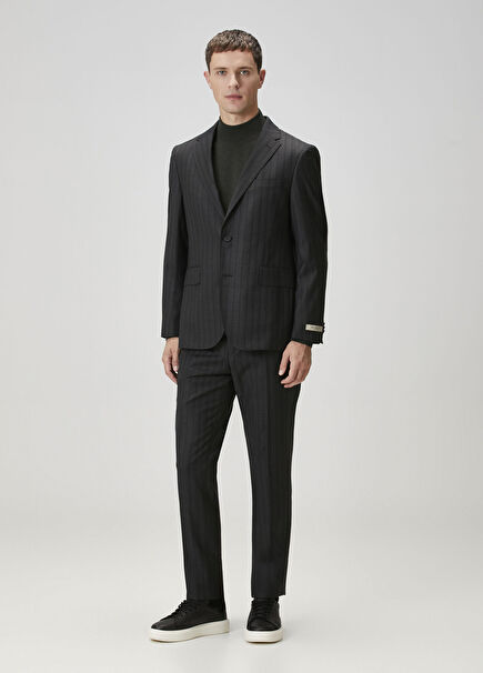 Drop 7 Füme Çizgi Desenli Yün Takım Elbise