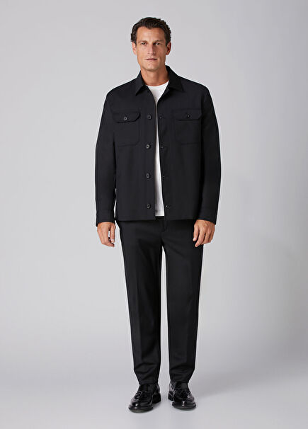 Black Wool Flannel Pants