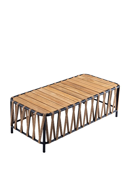 Kepa Natural Rattan Knitted Teak Garden Table 120x60 cm