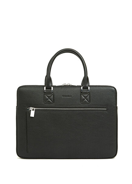 Black Men's Faux Leather Laptop Bag