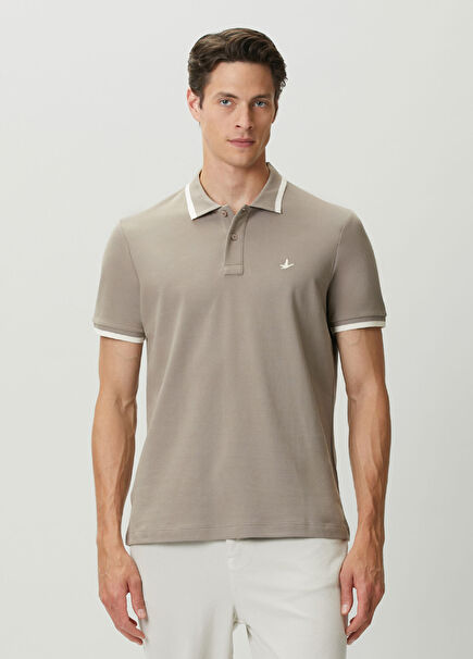 Vizon Ekru Polo Yaka T-shirt