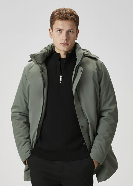Aqua Green Hooded Long Coat