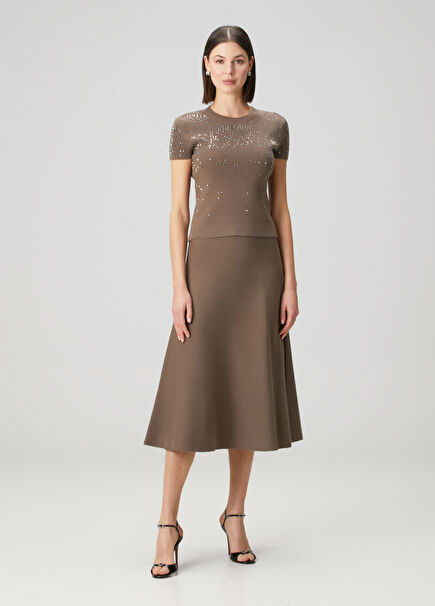 Brown Midi Knit Skirt