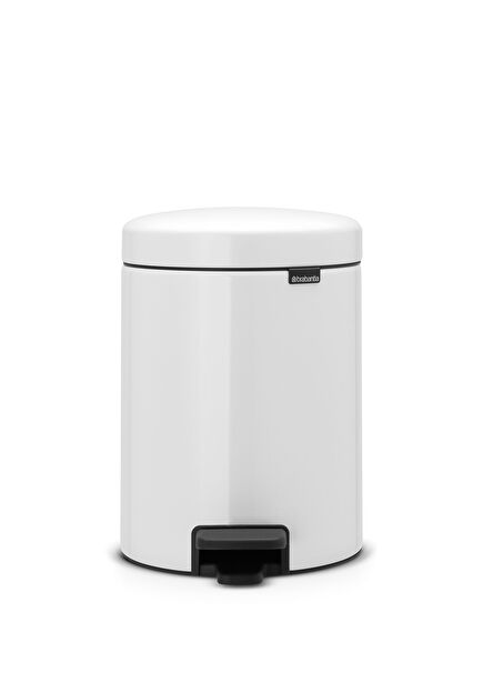 Newicon White Pedal Operated Stainless Steel Trash Can 5 lt