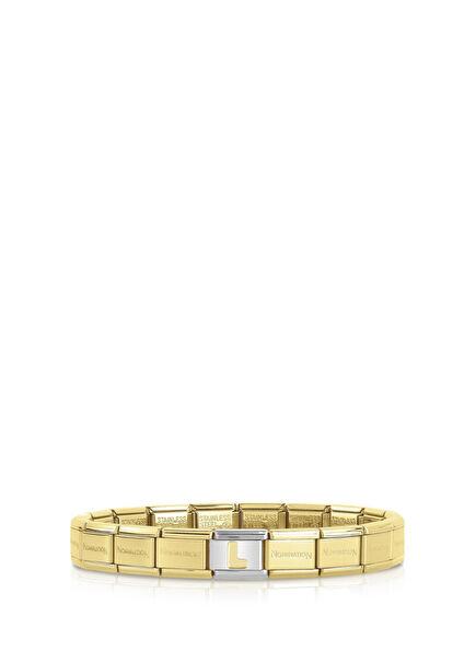 İtalyan Charm 18 Ayar Altın L Harfi Çelik Unisex Bileklik 