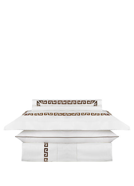 Calissa Embroidered White Cotton Satin Double Duvet Cover Set 200 x 220 cm