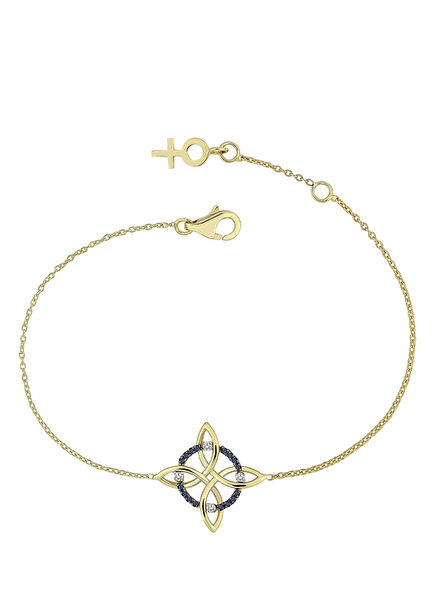 Magic Knot Pırlantalı Safirli Kadın Altın Bilezik