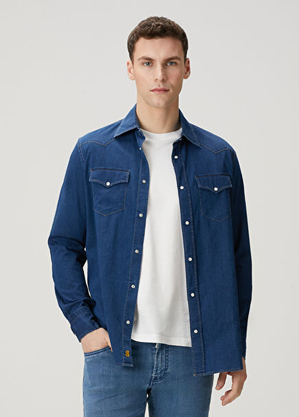 Dark Blue Denim Shirt