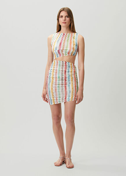 Zigzag Pattern Mini Beach Dress