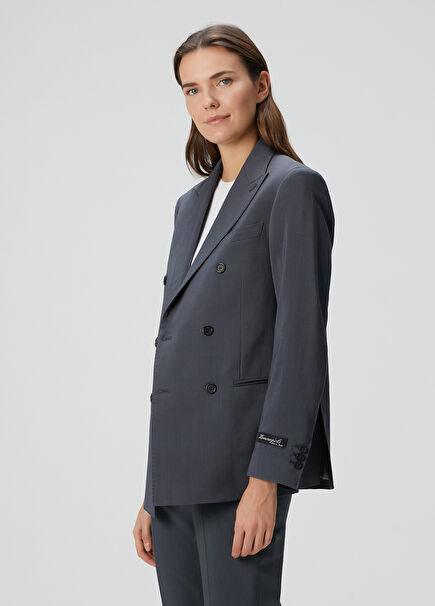 Classic Dark Grey Wool Blazer