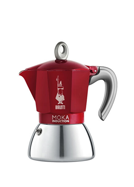 İndüksiyon Kırmızı 4 Cup Moka Pot