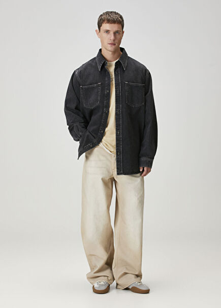 Siyah Organik Pamuk Dış Gömlek