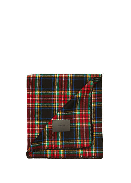 Lacivert Ekose Desenli Battaniye