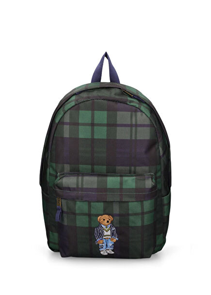 Checkered Patterned Embroidered Children'S Backpac