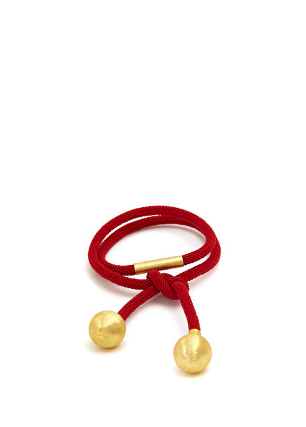 Cord Red Ball 925 Sterling Silver Women's Bracelet
